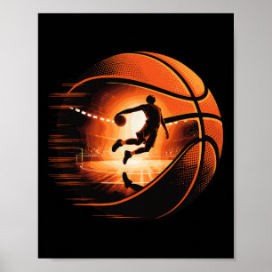 Multiple Exposure Art Sketll Sket Hoop Player Poster