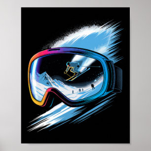 Multiple Exposure Art Skiing Mountain Ski Snow Win Poster