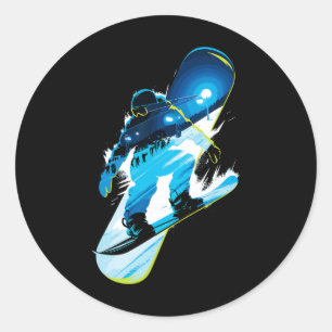 Multiple Exposure Art Snowboard Snowboarding Snowb Classic Round Sticker