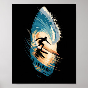 Multiple Exposure Surf Surfboard Surfing Surfboard Poster