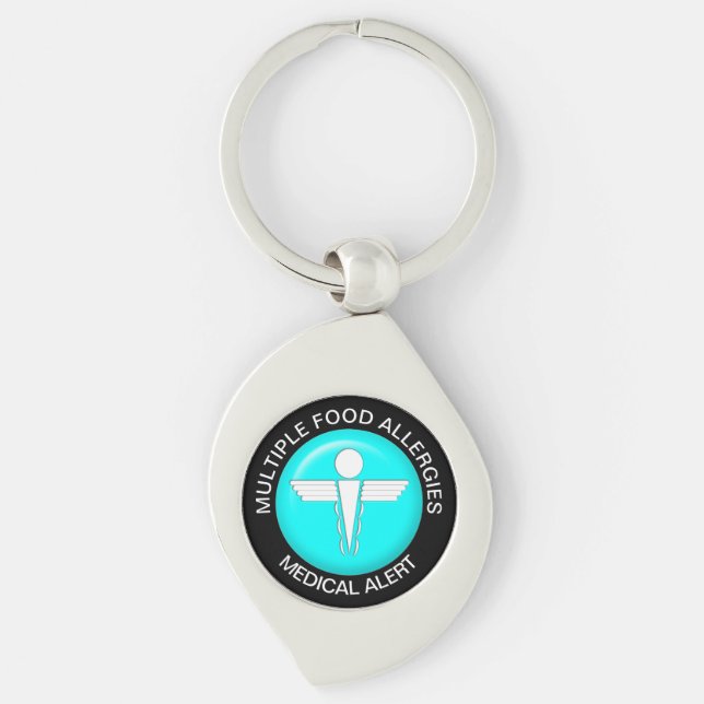Multiple Food Allergies Medical Alert Keychain (Front)