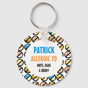 Multiple Food Allergies Personalized Kids Key Ring