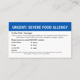 Multiple Food Allergy Alert Business Card