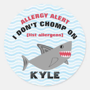 Multiple Food Allergy Alert Shark Stickers