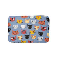 Multiple Fun Kitty Cats Pattern Blue