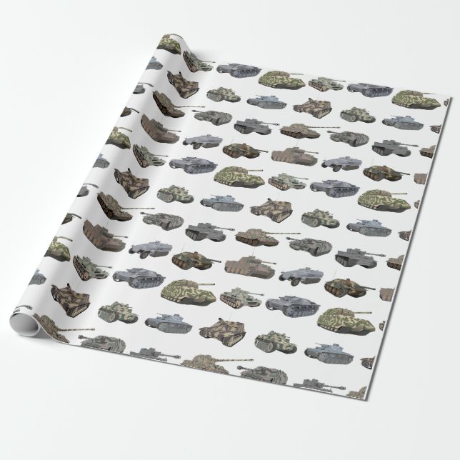 Multiple German WW2 Tanks Wrapping Paper (Unrolled)