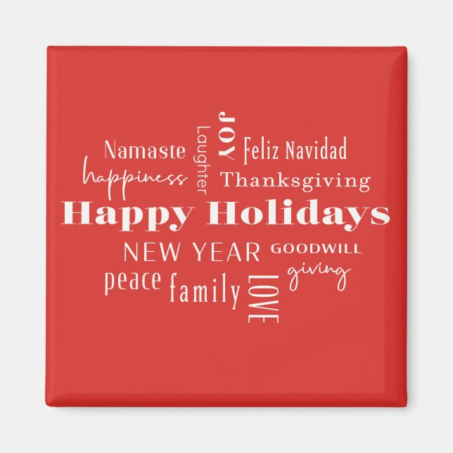 Multiple Greetings Holiday Red Magnet (Front)