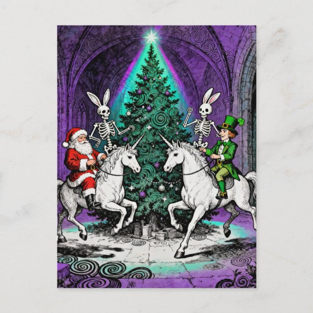 Multiple Holidays Spooky Party with Unicorns Postcard (Front)