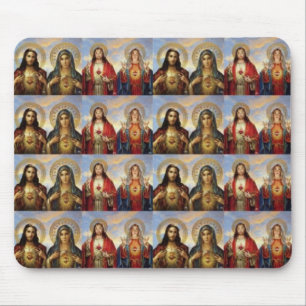 Multiple Jesus & Mary Sacred Hearts Mouse Pad