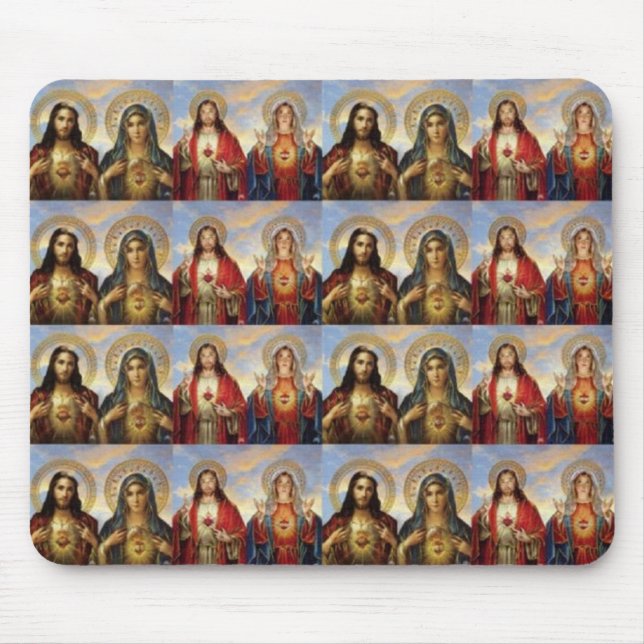 Multiple Jesus & Mary Sacred Hearts Mouse Pad (Front)