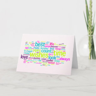 Multiple Language Birthday Word Cloud Card