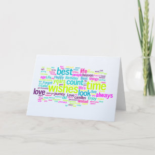 Multiple Language Birthday Word Cloud Card
