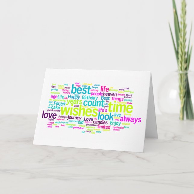Multiple Language Birthday Word Cloud Card (Front)