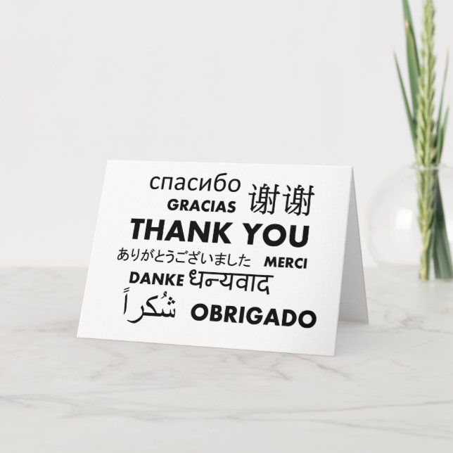 Multiple Language Black & White Thank You (Front)