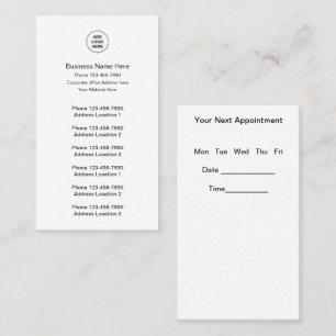 Multiple Location Business And Appointment Cards