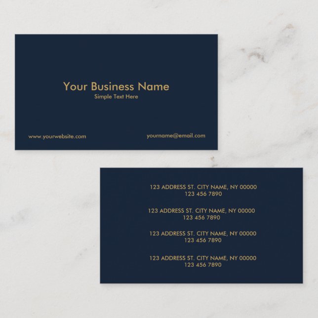 Multiple Location Business Card | Navy Blue & Gold (Front/Back)
