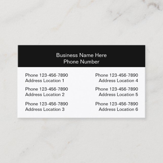 Multiple Location Business Cards Design Layout (Front)
