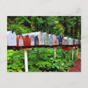 Multiple Mailboxes in a row Postcard