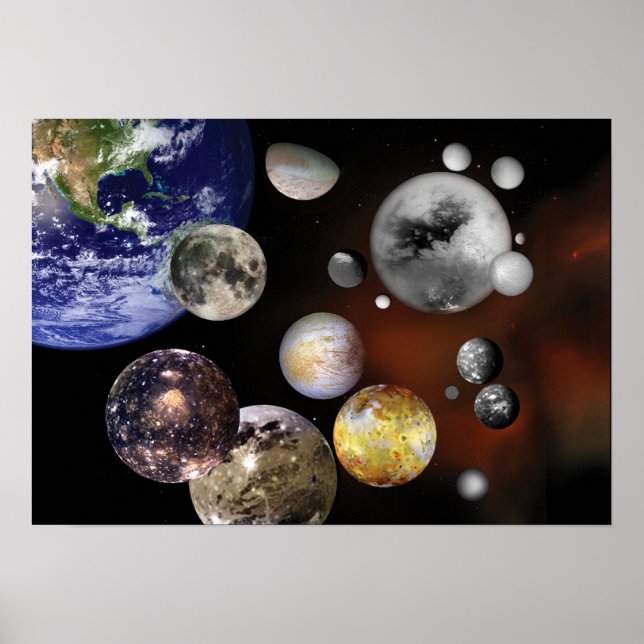 Multiple Moons Space Art NASA Poster (Front)