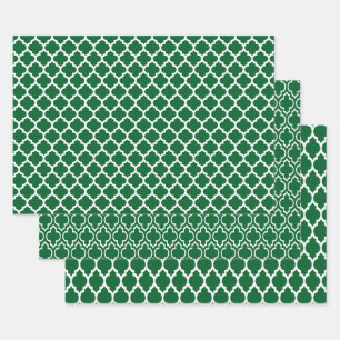 Multiple Moroccan Patterns DIY Colours Green White Wrapping Paper Sheet
