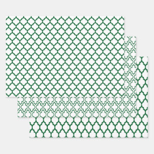 Multiple Moroccan Patterns DIY Colours White Green Wrapping Paper Sheet