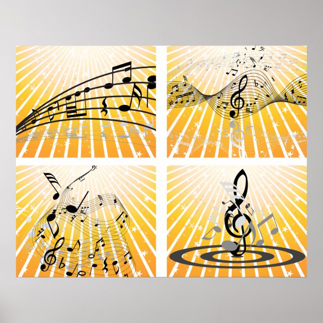 Multiple Music Notes Poster (Front)