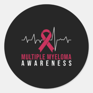 Multiple Myeloma Awareness Heartbeat Classic Round Sticker