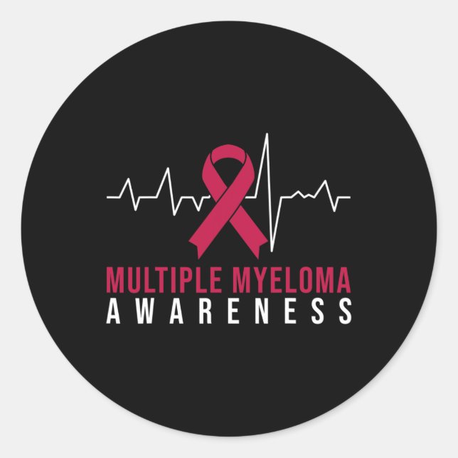 Multiple Myeloma Awareness Heartbeat  Classic Round Sticker (Front)