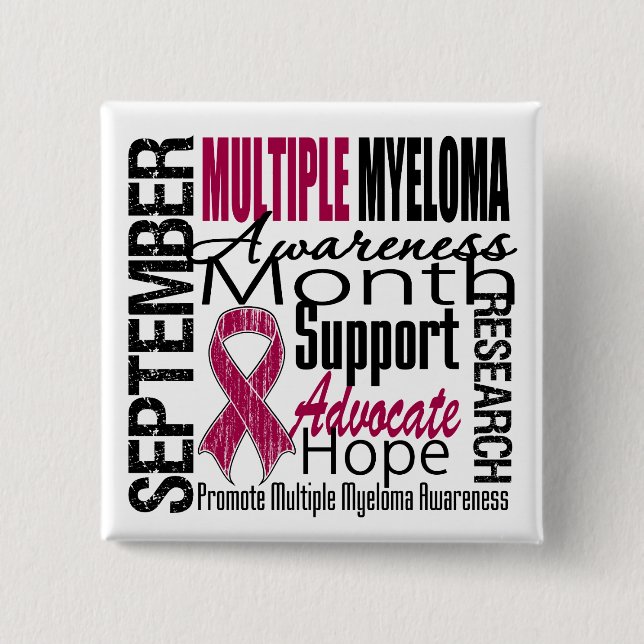Multiple Myeloma AWARENESS Month TRIBUTE 15 Cm Square Badge (Front)
