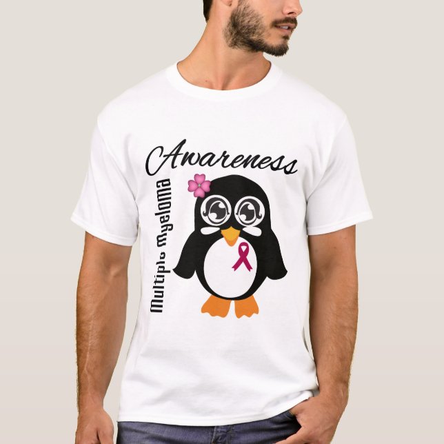 Multiple Myeloma Awareness Penguin T-Shirt (Front)