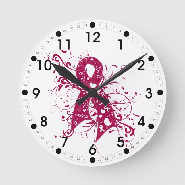 Multiple Myeloma Awareness Swirl Ribbon Round Clock (Front)