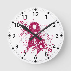 Multiple Myeloma Awareness Swirl Ribbon Round Clock
