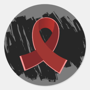 Multiple Myeloma Burgundy Ribbon With Scribble Classic Round Sticker