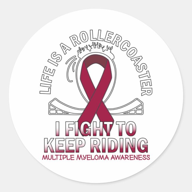 Multiple Myeloma cancer awareness burgundy ribbon Classic Round Sticker (Front)