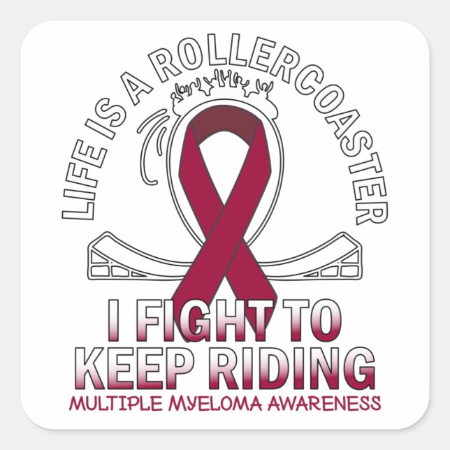 Multiple Myeloma cancer awareness burgundy ribbon Square Sticker (Front)
