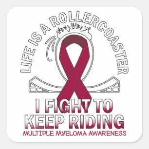 Multiple Myeloma cancer awareness burgundy ribbon Square Sticker