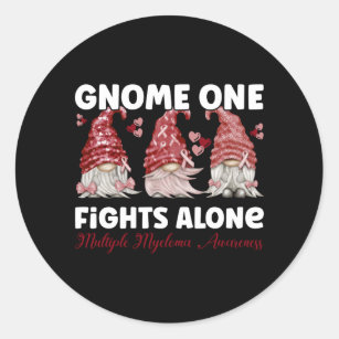 Multiple Myeloma Cancer Burgundy Ribbon Gnome Classic Round Sticker