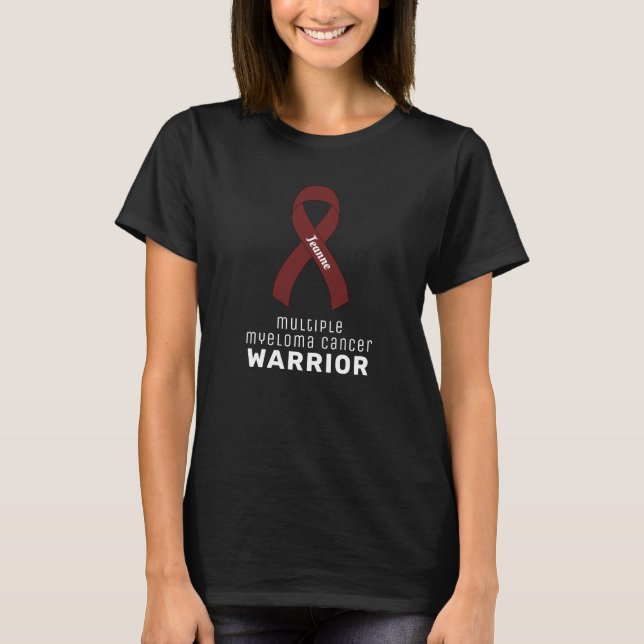 Multiple Myeloma Cancer Ribbon Black T-Shirt (Front)