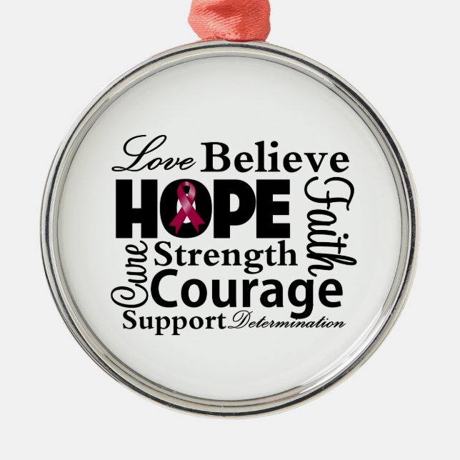 Multiple Myeloma Collage of Hope Metal Tree Decoration (Front)