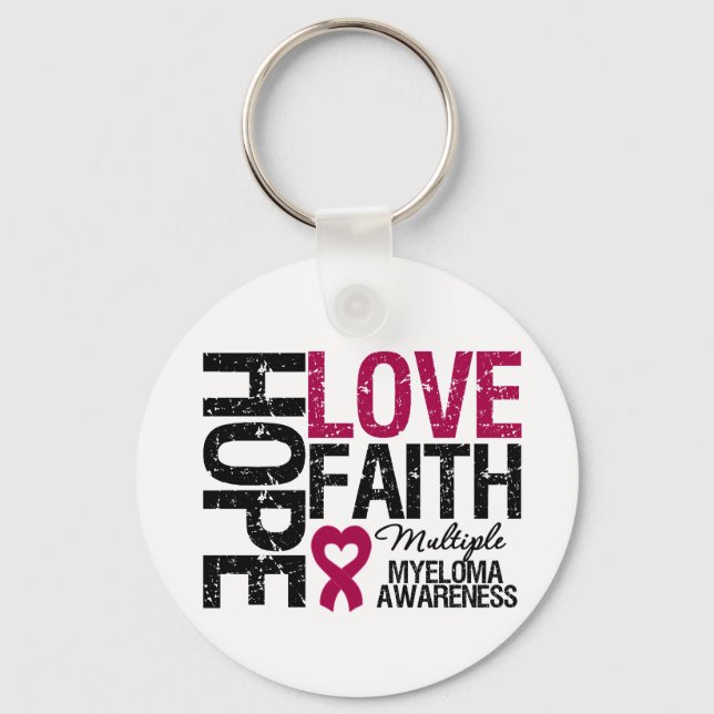 Multiple Myeloma Hope Love Faith Key Ring (Front)