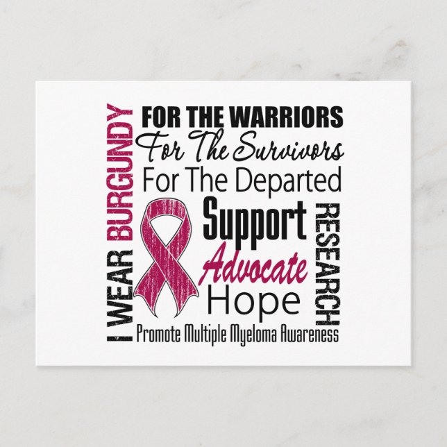 Multiple Myeloma I Wear Burgundy Ribbon TRIBUTE Postcard (Front)