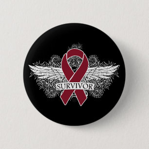 Multiple Myeloma Winged SURVIVOR Ribbon 6 Cm Round Badge