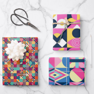 multiple pattern colourful  wrapping paper sheet
