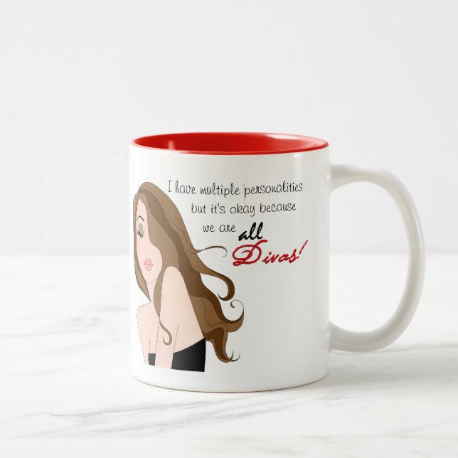 Multiple Personalities / Under One Tiara We Stand! Two-Tone Coffee Mug (Right)