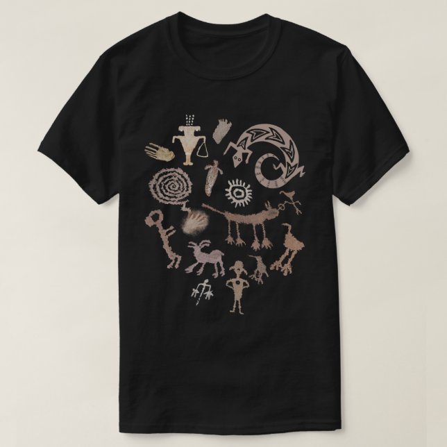 Multiple Petroglyphs Rock carvings  T-Shirt (Design Front)