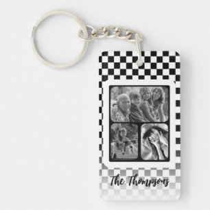 Multiple photo Black and White  Key Ring