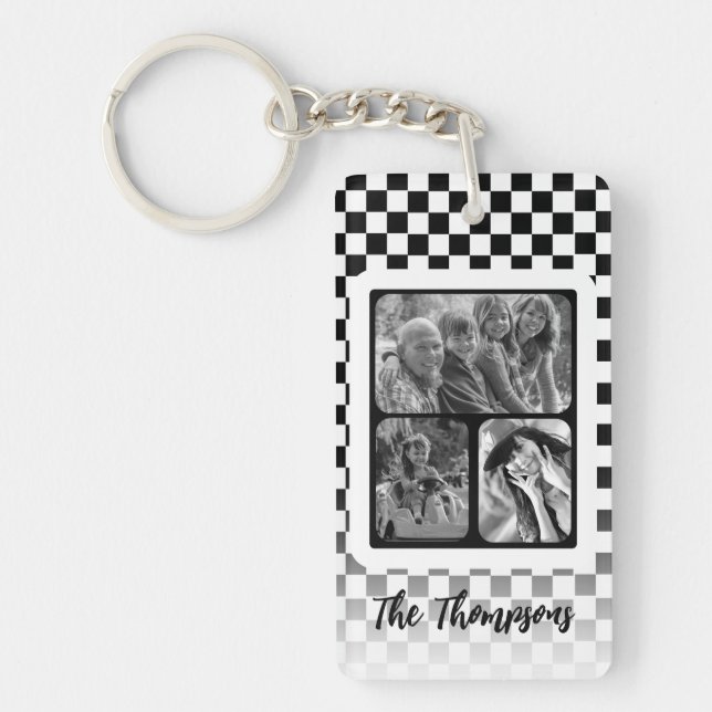 Multiple photo Black and White  Key Ring (Front)