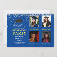 Multiple Photo blue and yellow Graduation Party