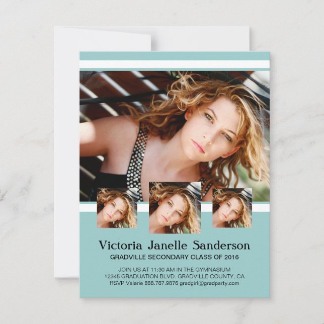 Multiple Photo Graduation Any Colour Invitation (Front)