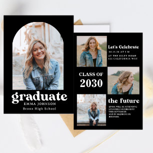 Multiple Photo Graduation Card, Minimalist Senior  Invitation
